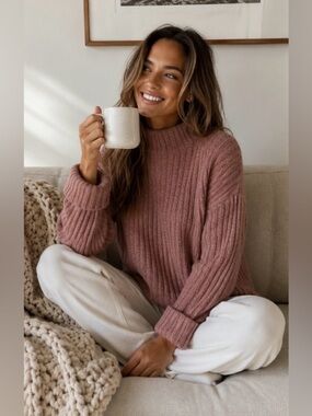 NWOT Old Navy Tunic Length Pink Sweater Small oversized